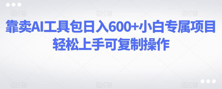 靠卖AI工具包日入600+小白专属项目轻松上手可复制操作